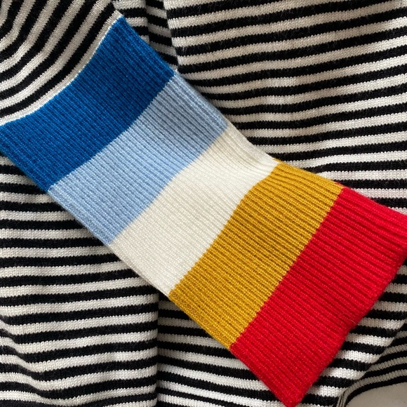 SHEIN Striped Turtleneck Sweater Rainbow Cuffs - Picture 2 of 4